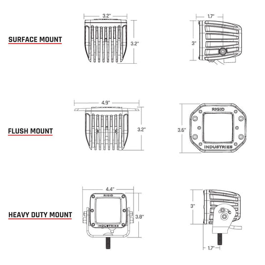 RIGID Industries D-Series PRO - Flush Mount - Diffused - Pair - Black - Deckhand Marine Supply