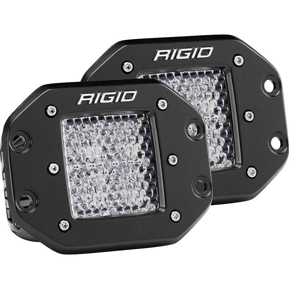 RIGID Industries D-Series PRO - Flush Mount - Diffused - Pair - Black - Deckhand Marine Supply