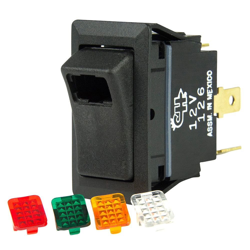BEP SPST Rocker Switch - 1-LED w/4-Colored Covers - 12V/24V - ON/OFF - Deckhand Marine Supply