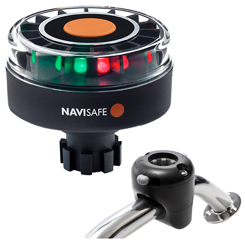 Navisafe Navilight Tricolor 2NM w/Navibolt Base  Rail Mount - Black - Deckhand Marine Supply