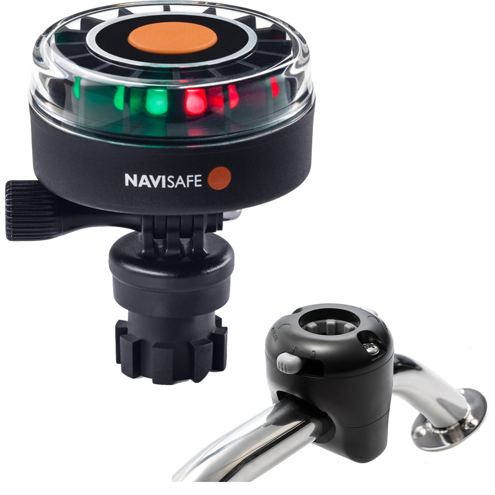 Navisafe Navilight 2NM Tricolor w/Navimount Base  Rail Mount - Black - Deckhand Marine Supply
