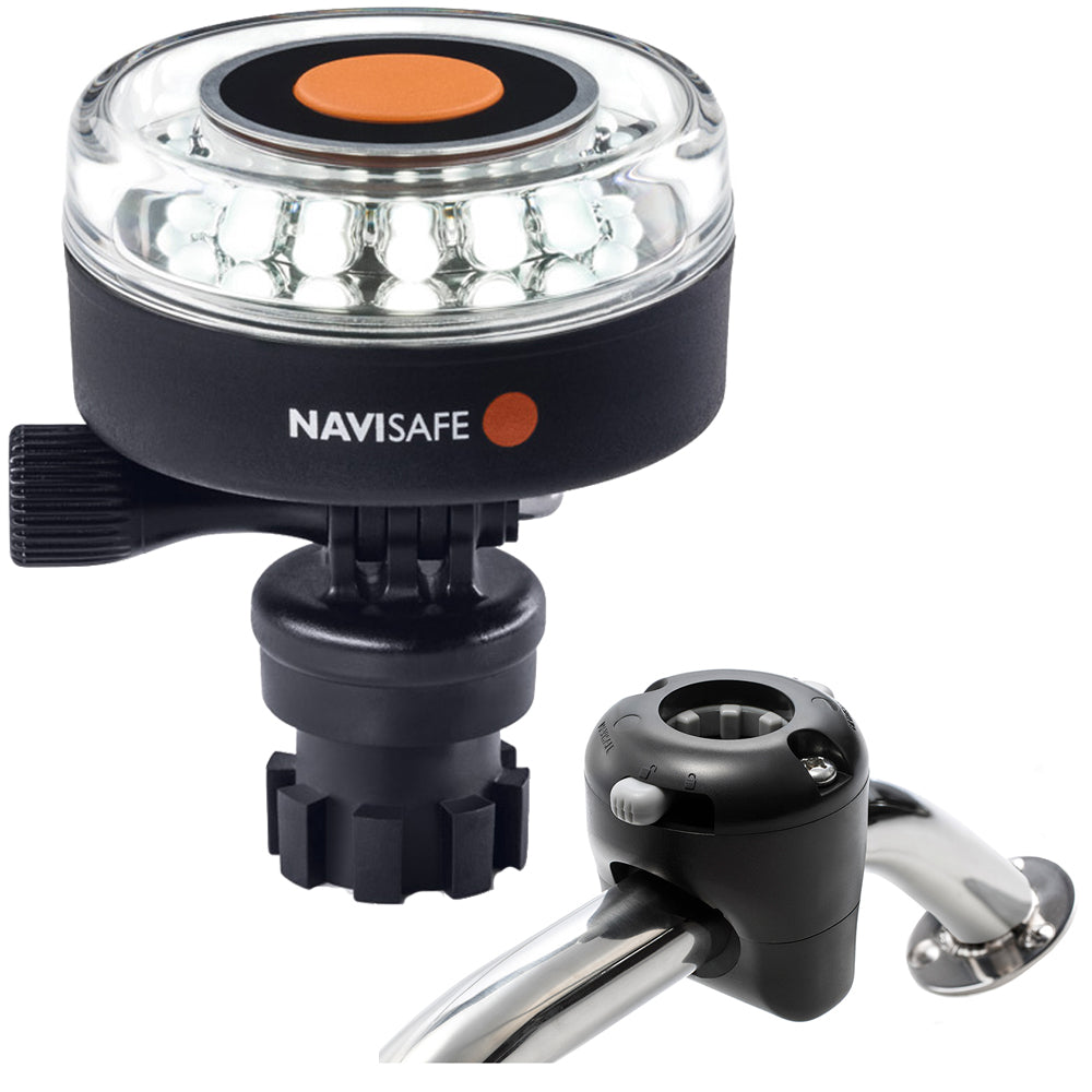 Navisafe Navilight 360 2NM White w/Navimount Base  Rail Mount - Black - Deckhand Marine Supply