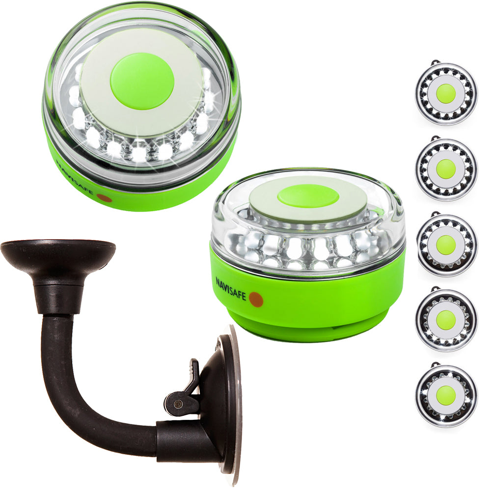 Navisafe Portable Navilight 360 2NM Rescue - Glow In The Dark - Green w/Bendable Suction Cup Mount - Deckhand Marine Supply