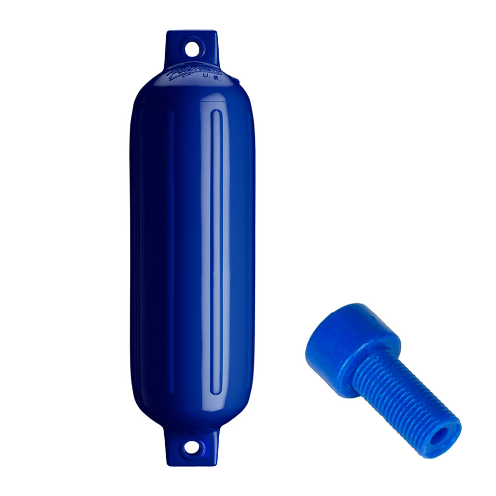 Polyform G-4 Twin Eye Fender 6.5" x 22" - Cobalt Blue w/Adapter - Deckhand Marine Supply