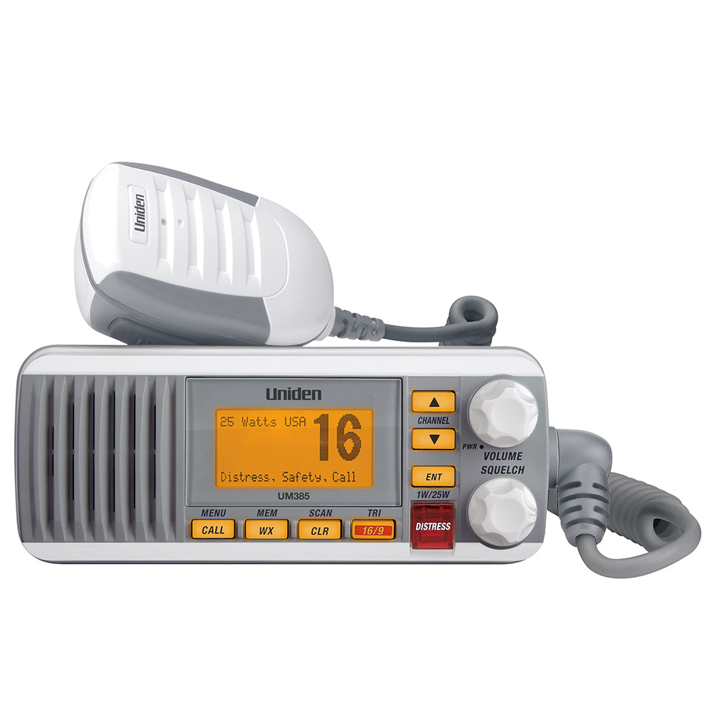 Uniden UM385 Fixed Mount VHF Radio - White - Deckhand Marine Supply