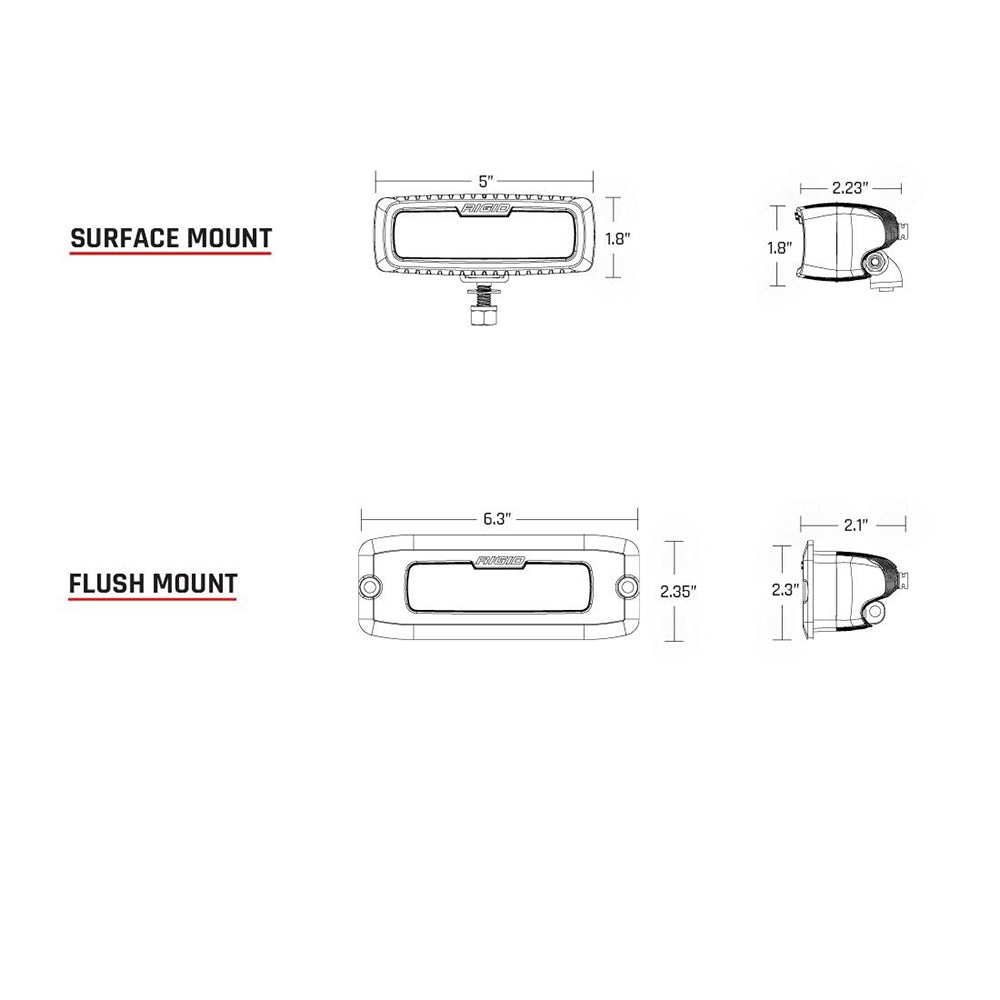 RIGID Industries SR-Q PRO Back Up Light Kit - Surface Mount Diffused - Pair - Black - Deckhand Marine Supply