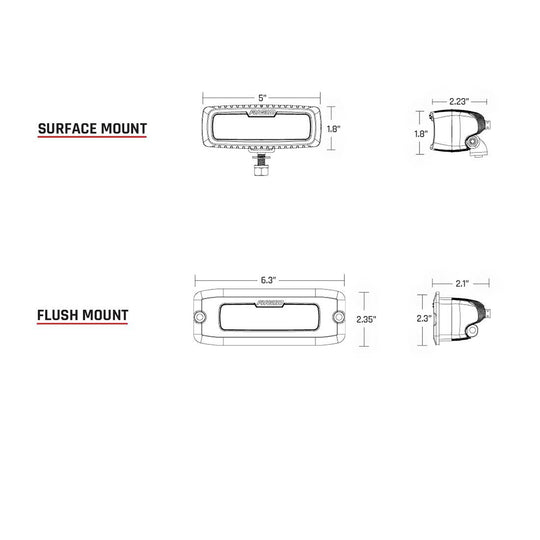 RIGID Industries SR-Q PRO Back Light Kit - Flush Mount Diffused - Pair - Black - Deckhand Marine Supply