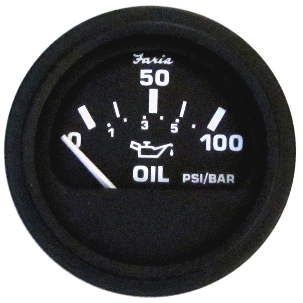 Faria Euro Black 2" Oil Pressure Gauge (100 PSI) - Deckhand Marine Supply