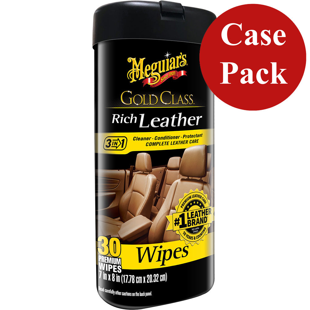 Meguiars Gold Class Rich Leather Cleaner  Conditioner Wipes *Case of 6* - Deckhand Marine Supply
