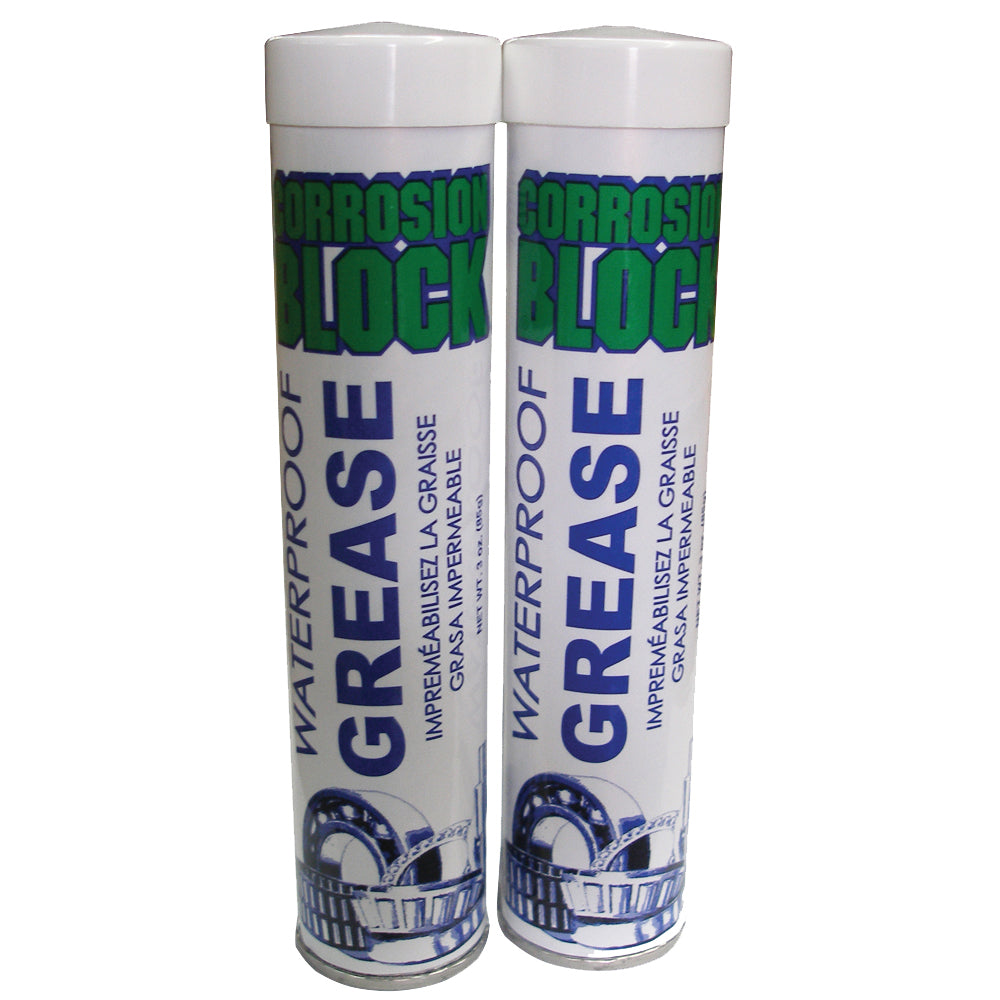 Corrosion Block High Performance Waterproof Grease - (2) 3oz Cartridges - Non-Hazmat, Non-Flammable  Non-Toxic - Deckhand Marine Supply