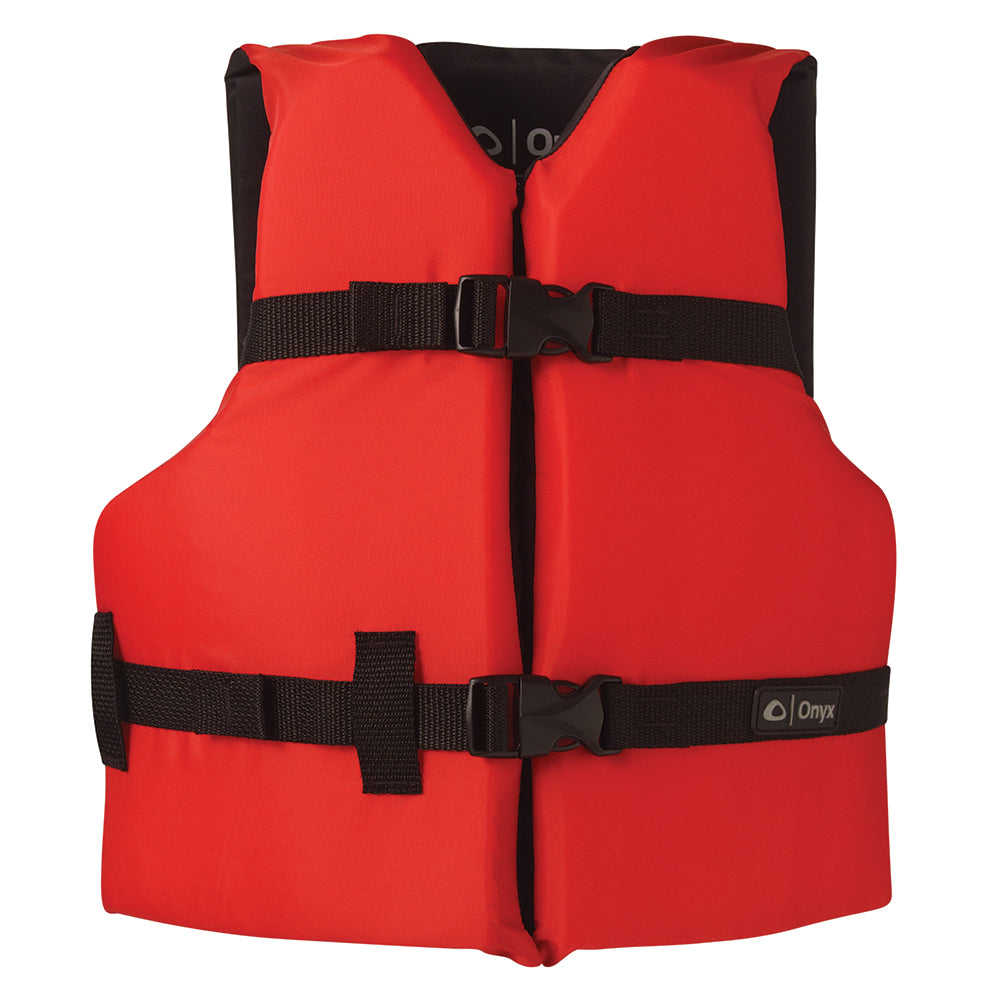 Onyx Nylon General Purpose Life Jacket - Youth 50-90lbs - Red - Deckhand Marine Supply