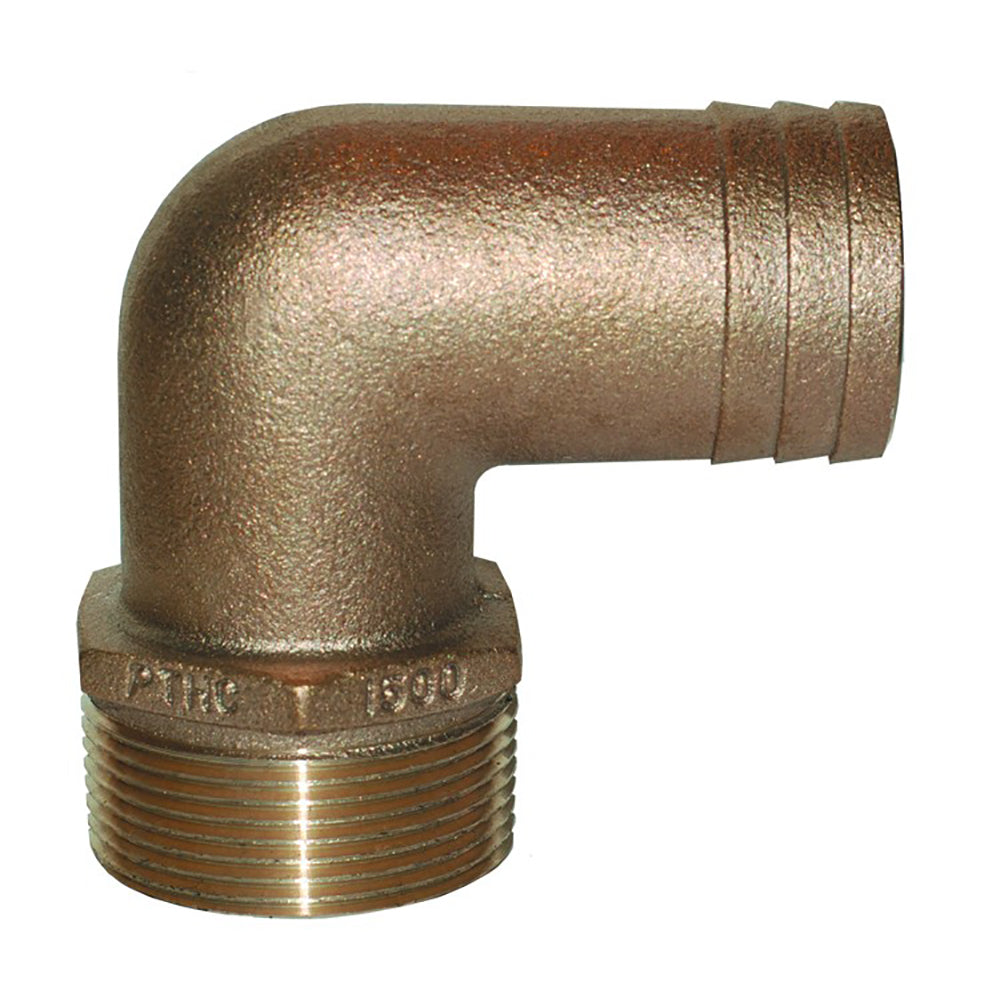 GROCO 2" NPT x 2" ID Bronze 90 Degree Pipe to Hose Fitting Standard Flow Elbow - Deckhand Marine Supply