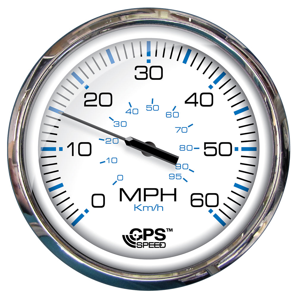 Faria Chesapeake White SS 5" Speedometer - 60 MPH (GPS)(Studded) - Deckhand Marine Supply