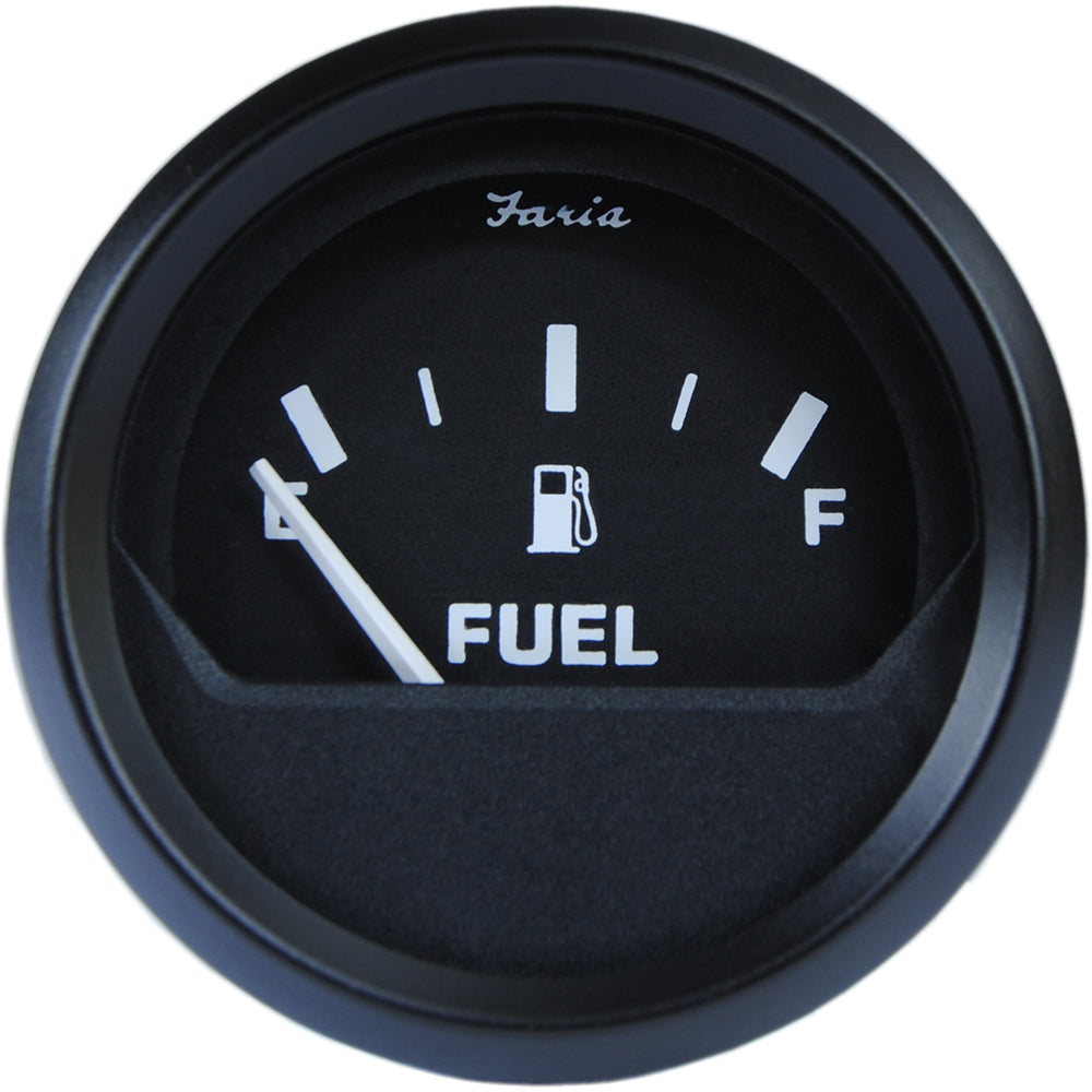 Faria Euro Black 2" Fuel Level Gauge - Metric - Deckhand Marine Supply