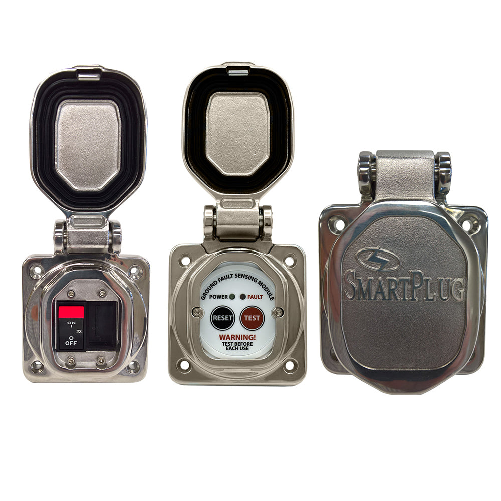SmartPlug Combo Kit w/ELCI Sensor  50 Amp Breaker/Stainless Steel Door - Deckhand Marine Supply