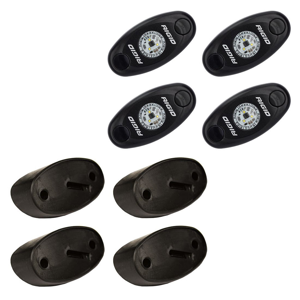 RIGID Industries A-Series Rock Light Kit - 4 Blue Lights - Black - Deckhand Marine Supply