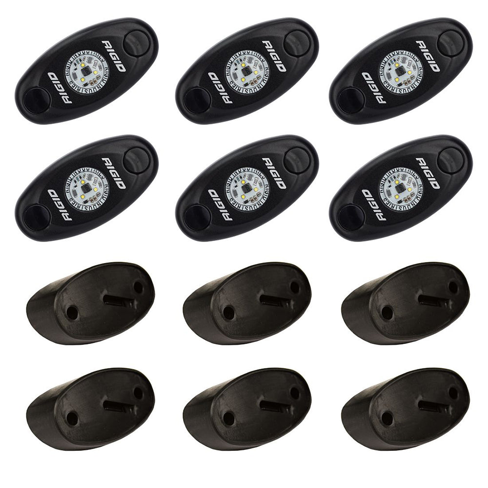 RIGID Industries A-Series Rock Light Kit - 6 Blue Lights - Black - Deckhand Marine Supply