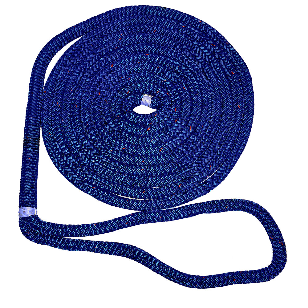 New England Ropes 5/8" Double Braid Dock Line - Blue w/Tracer - 50 - Deckhand Marine Supply