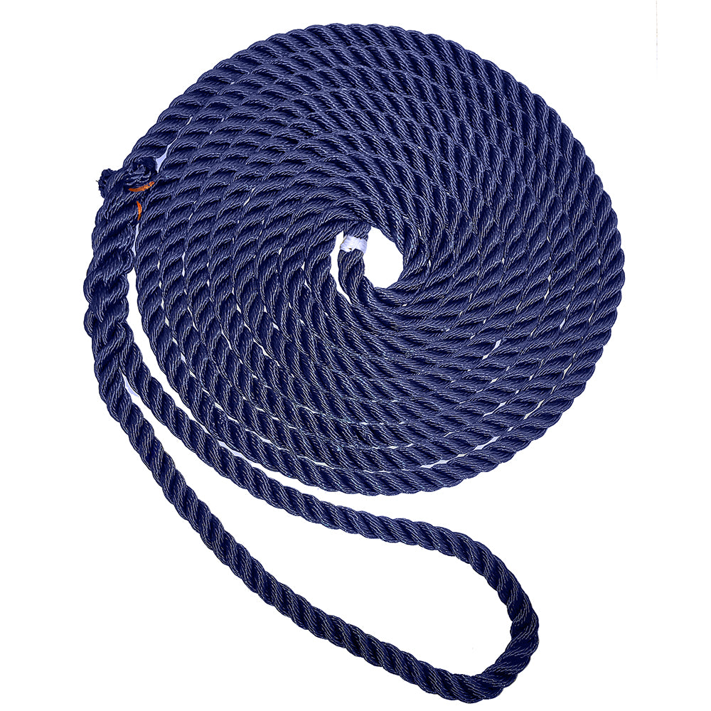 New England Ropes 5/8" Premium 3-Strand Dock Line - Navy Blue - 15 - Deckhand Marine Supply