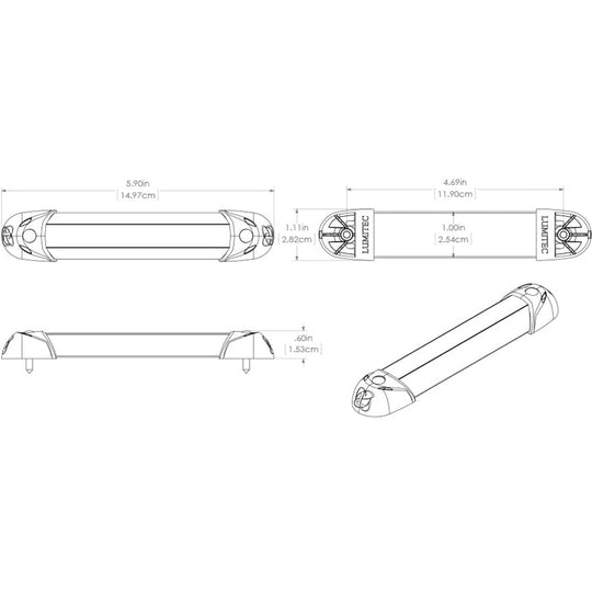 Lumitec Mini Rail2  6" LED Utility Light - Spectrum RGBW - Brushed Finish - Deckhand Marine Supply