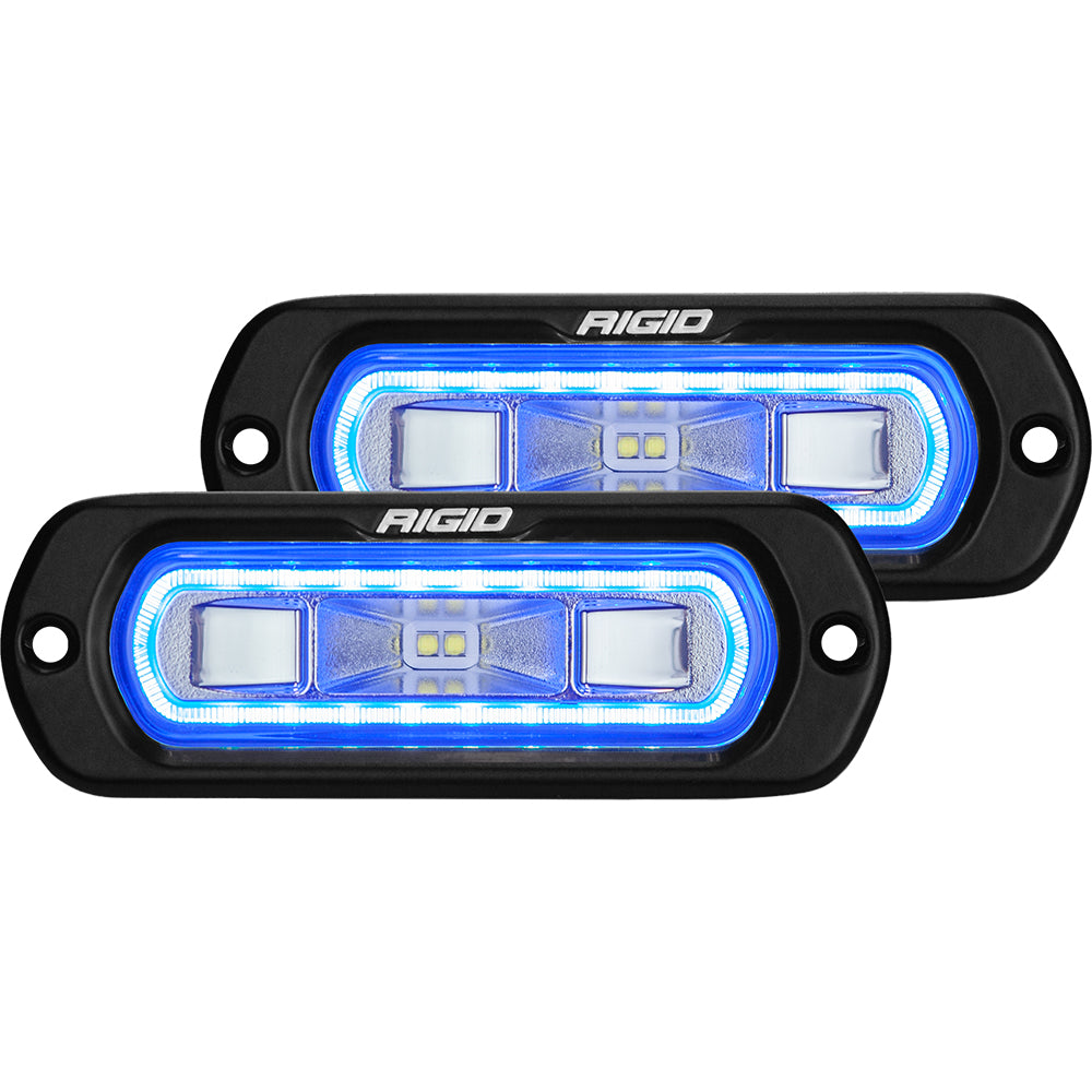 RIGID Industries SR-L Series Flush Mount Spreader Light - Black Housing - Blue Halo - Deckhand Marine Supply