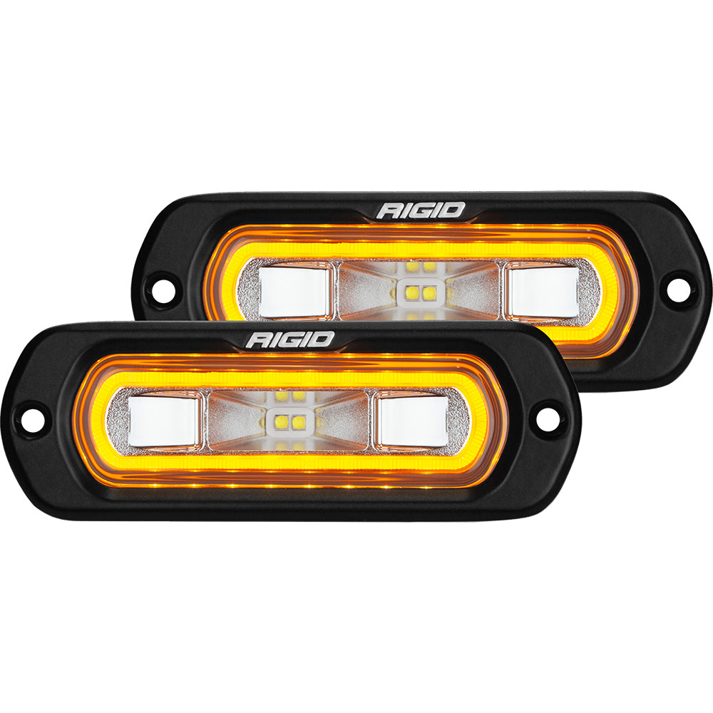 RIGID Industries SR-L Series Flush Mount Spreader Light - Black Housing - Amber Halo - Deckhand Marine Supply