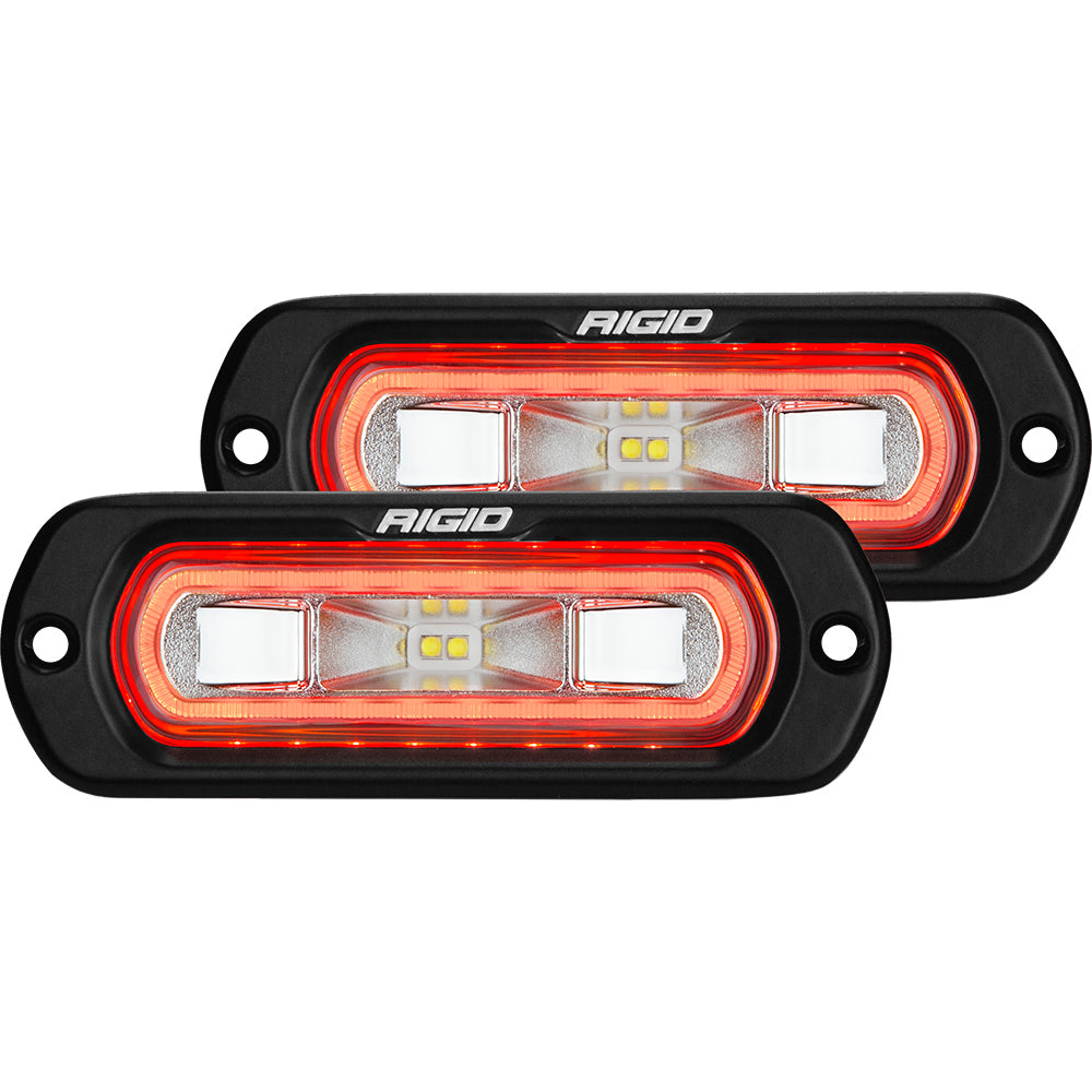 RIGID Industries SR-L Series Flush Mount Spreader Light - Black Housing - Red Halo - Deckhand Marine Supply