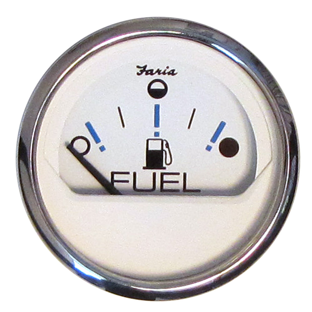 Faria Chesapeake White SS 2" Fuel Level Gauge - Metric (E-1/2-F) - Deckhand Marine Supply