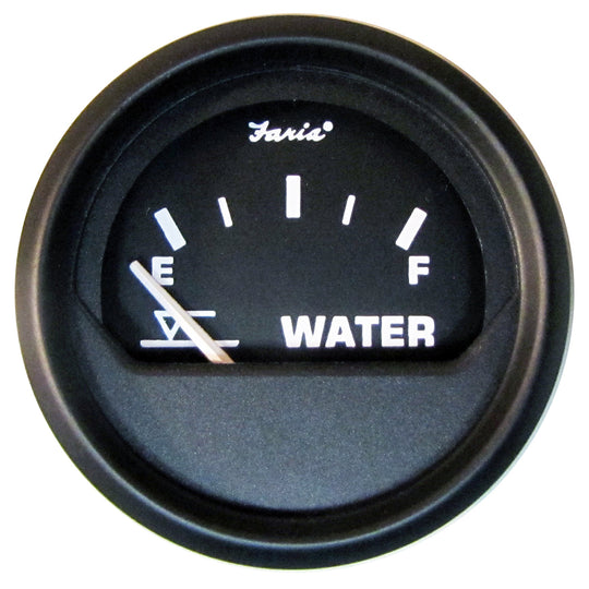 Faria Euro Black 2" Tank Level Gauge - Potable Water - Deckhand Marine Supply