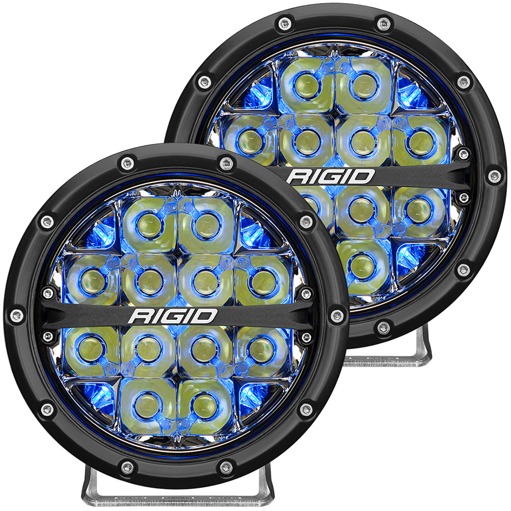 RIGID Industries 360-Series 6" LED Off-Road Fog Light Drive Beam w/Blue Backlight - Black Housing - Deckhand Marine Supply