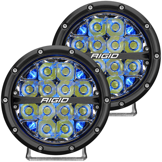 RIGID Industries 360-Series 6" LED Off-Road Fog Light Drive Beam w/Blue Backlight - Black Housing - Deckhand Marine Supply