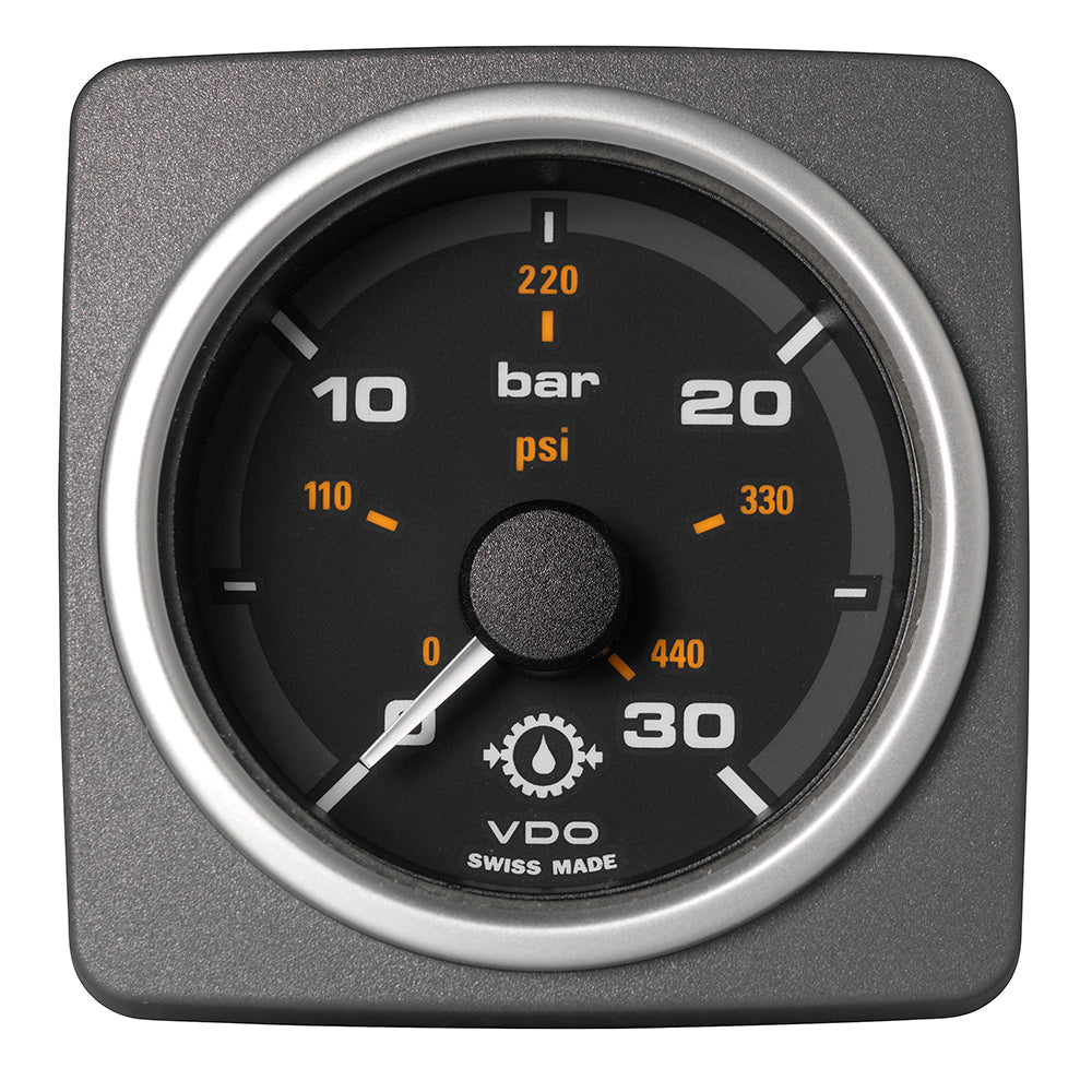 Veratron 52 MM (2-1/16") AcquaLink Transmission Oil Pressure 30 Bar/440 PSI - Black Dial  Bezel - Deckhand Marine Supply