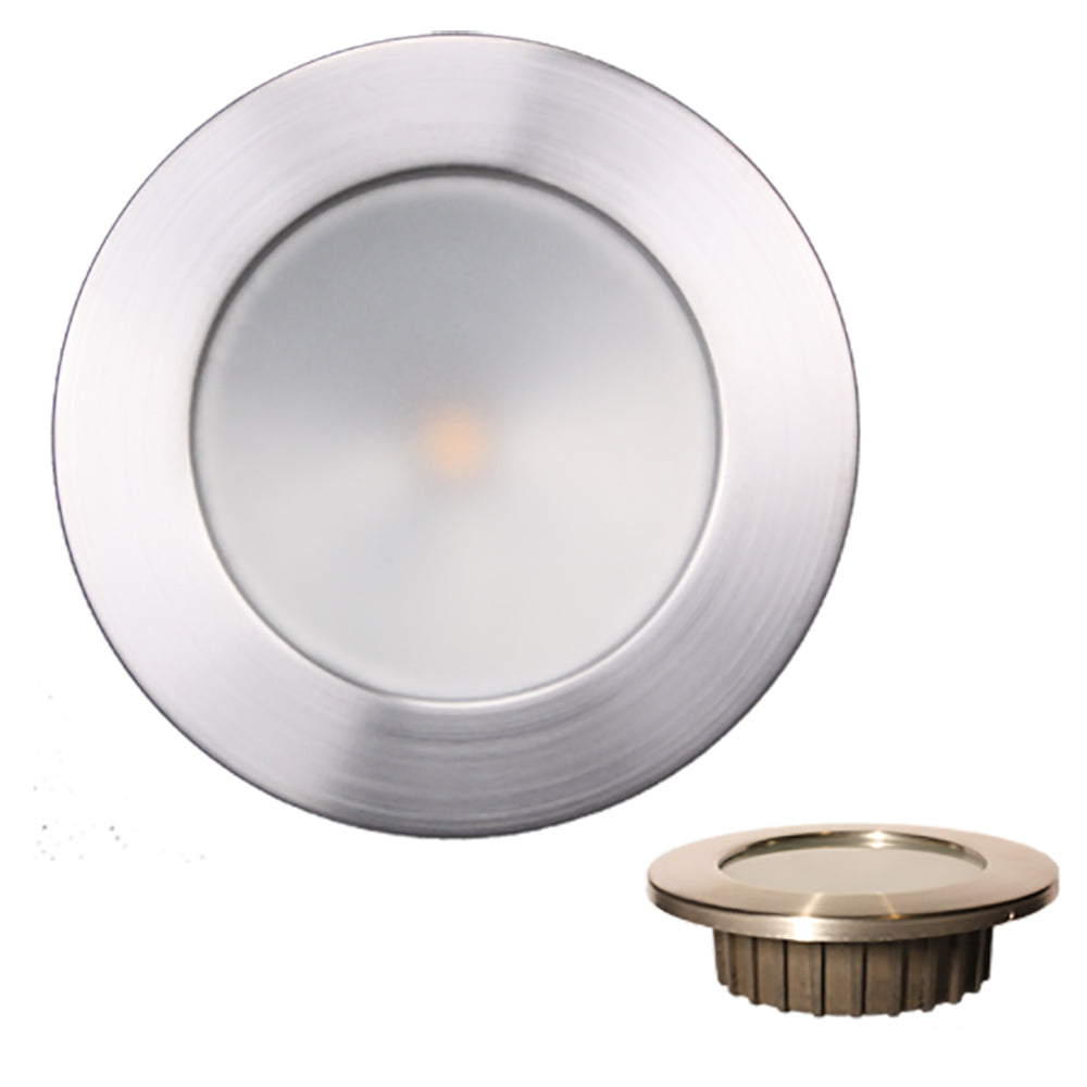 Lunasea ZERO EMI Recessed 3.5 LED Light - Warm White, Red w/Brushed Stainless Steel Bezel - 12VDC - Deckhand Marine Supply