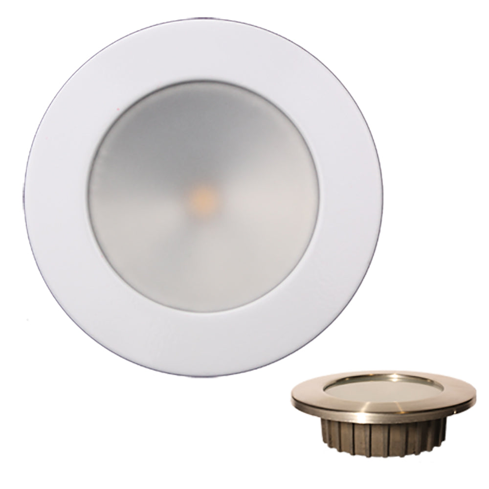 Lunasea ZERO EMI Recessed 3.5 LED Light - Warm White w/White Stainless Steel Bezel - 12VDC - Deckhand Marine Supply