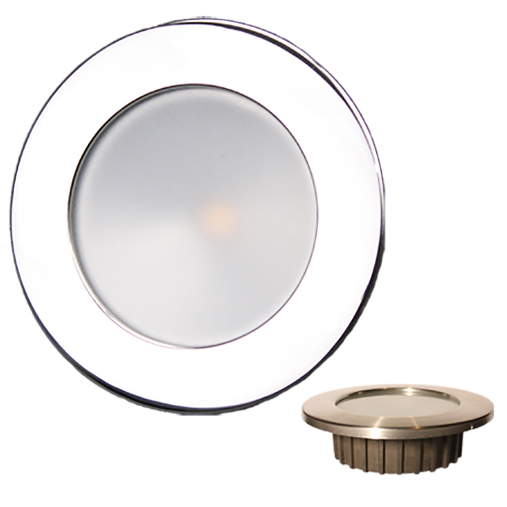 Lunasea Gen3 Warm White, RGBW Full Color 3.5 IP65 Recessed Light w/Polished Stainless Steel Bezel - 12VDC - Deckhand Marine Supply