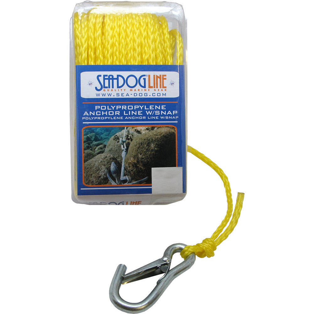 Sea-Dog Poly Pro Anchor Line w/Snap - 1/4" x 100 - Yellow - Deckhand Marine Supply