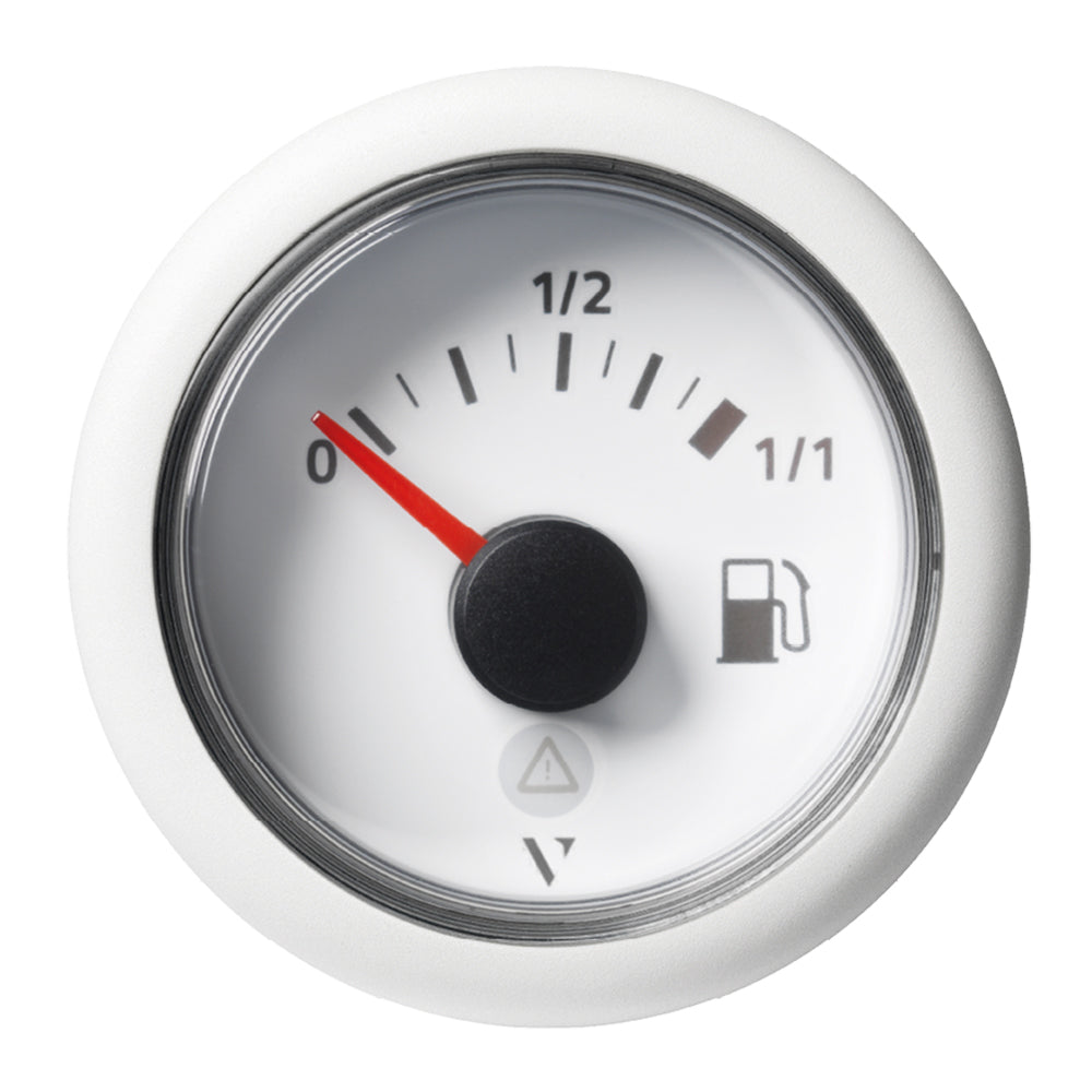 Veratron 52mm (2-1/16") ViewLine Fuel Tank Level Gauge - 0 to 1/1 - White Dial  Round Bezel - Deckhand Marine Supply