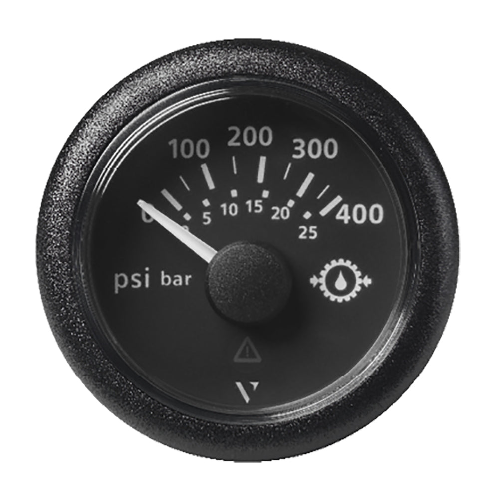 Veratron 2-1/16" (52mm) ViewLine Transmission Oil Pressure 400 PSI/25 Bar - Black Dial  Round Bezel - Deckhand Marine Supply