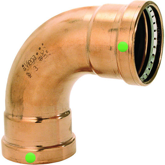 Viega ProPress 2-1/2" - 90 Copper Elbow - Double Press Connection - Smart Connect Technology - Deckhand Marine Supply