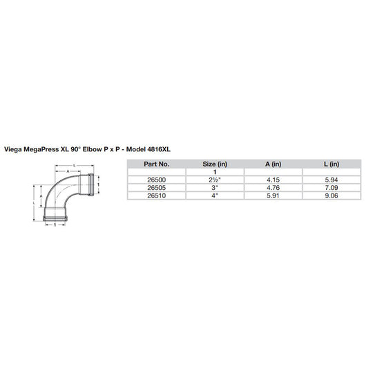 Viega MegaPress 3" 90 Carbon Steel Elbow w/FKM - Double Press Connection - Smart Connect Technology - Deckhand Marine Supply