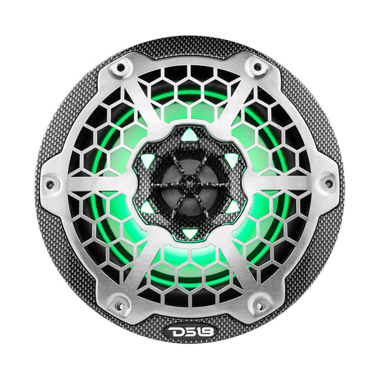DS18 HYDRO 6.5" 2-Way Marine Speakers w/RGB LED Lights 300W - Black Carbon Fiber