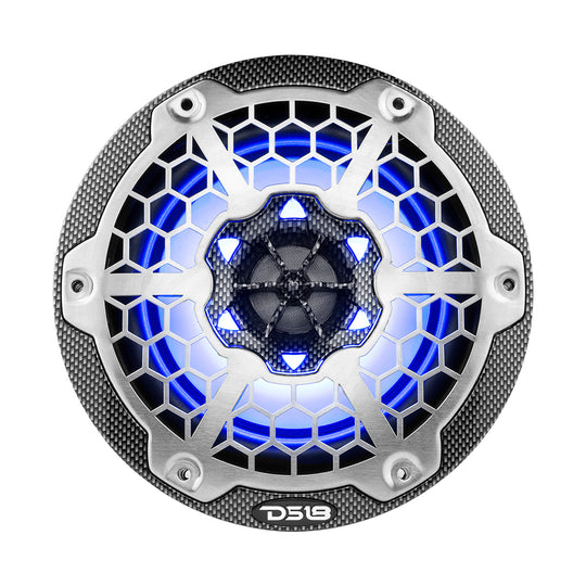 DS18 HYDRO 6.5" 2-Way Marine Speakers w/RGB LED Lights 300W - Black Carbon Fiber