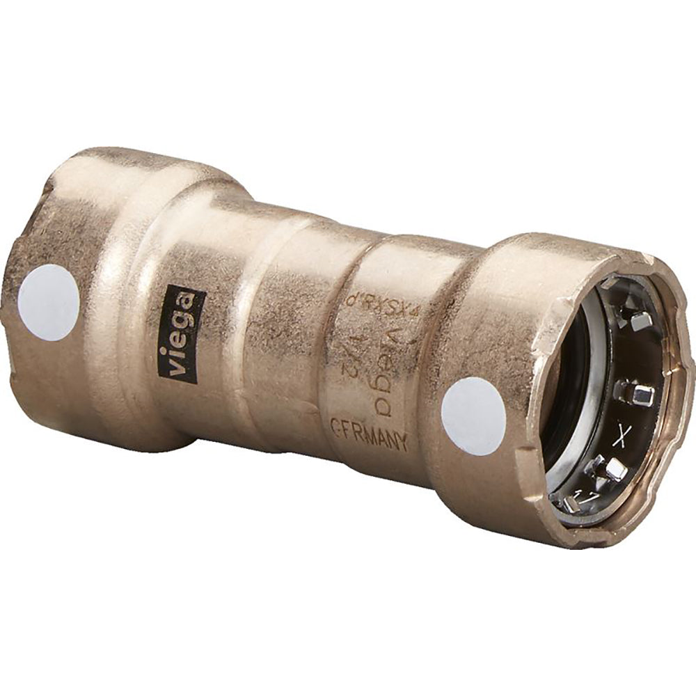 Viega MegaPress 3/4" Copper Nickel Coupling w/Stop Double Press Connection - Smart Connect Technology - Deckhand Marine Supply