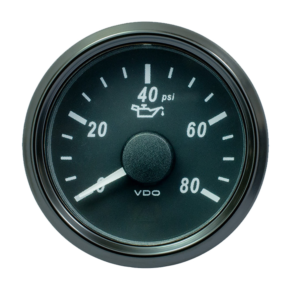 VDO SingleViu 52mm (2-1/16") Oil Pressure Gauge - 80 PSI - 0-180 Ohm - Deckhand Marine Supply