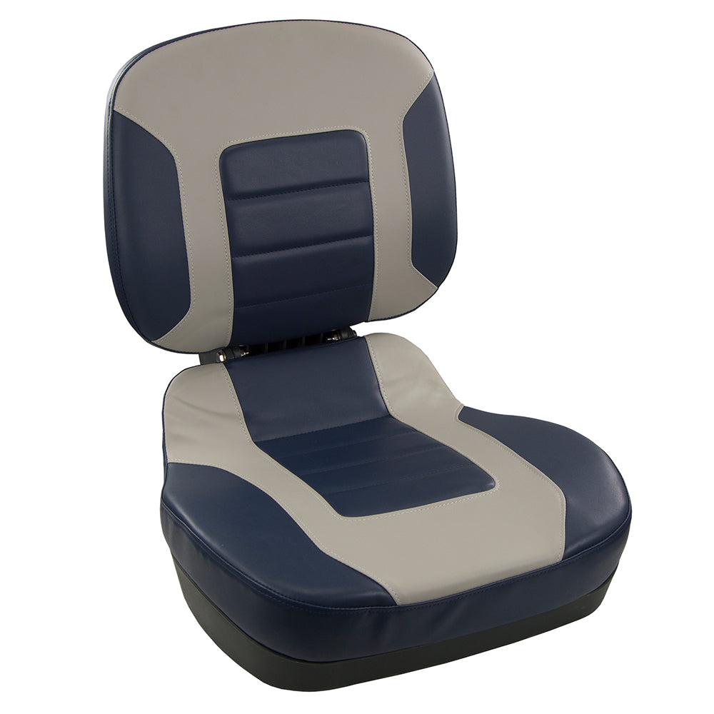 Springfield Fish Pro II Low Back Folding Seat - Navy/Grey - Deckhand Marine Supply