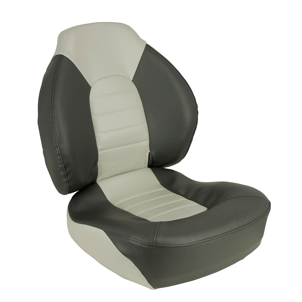 Springfield Fish Pro Mid Back Folding Seat - Charcoal/Grey - Deckhand Marine Supply