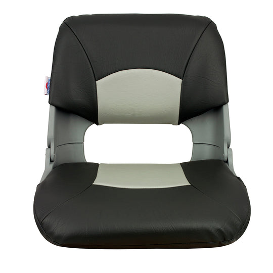 Springfield Skipper Standard Folding Seat - Grey/Charcoal - Deckhand Marine Supply