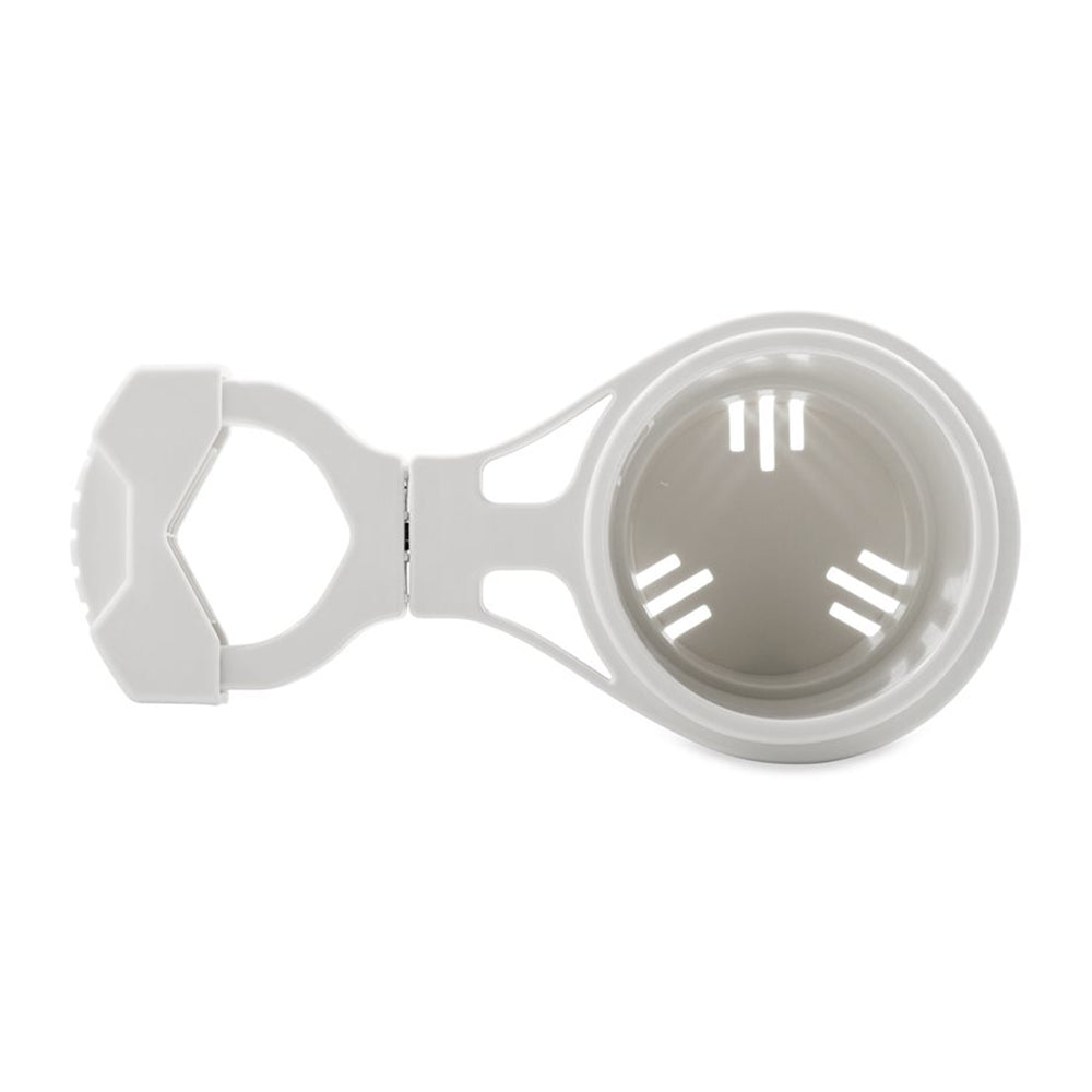Camco Clamp-On Rail Mounted Cup Holder - Large for Up to 2" Rail - White - Deckhand Marine Supply