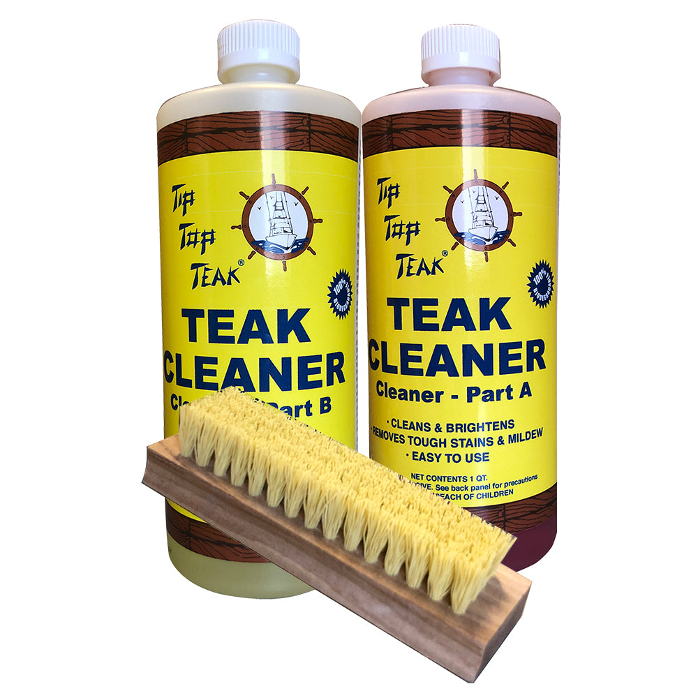 Tip Top Teak Cleaner Kit Part A  Part B w/Brush - Deckhand Marine Supply
