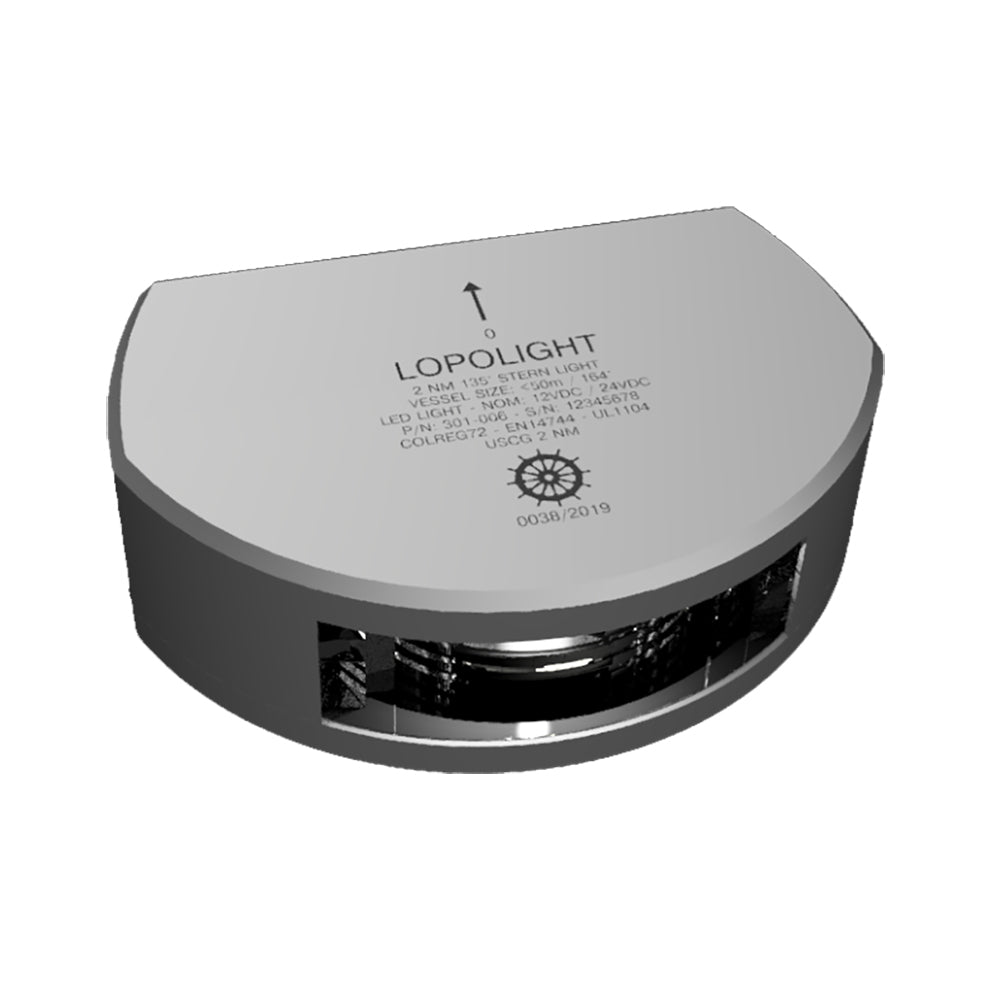Lopolight Series 301-006 - Stern Light - 2NM - Vertical Mount - White - Silver Housing - 6M Cable - Deckhand Marine Supply